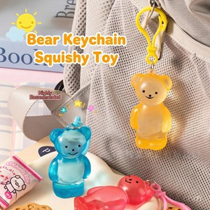 Trendy Rainbow Bear Squishy <b>Keychain</b> Maltose Texture Slow Rising Stress Relief Toy Wholesale - Product Image 1