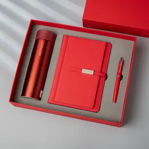 Commercio all'ingrosso promozionale taccuino regalo set logo taccuino personalizzato con penna e bottiglia