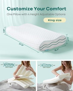 Oreiller moderne à trois couches, amovible, réglable en hauteur, avec rembourrage en mousse, housse solide lavable, design ergonomique pour un sommeil confortable - Product Image 3