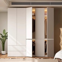 Armoire de chambre moderne avec miroir, meuble de rangement en bois pour villa et grande maison