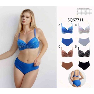 Maillot de bain une pièce HDJ grande taille, taille haute, effet ventre plat, imprimé, dos croisé, modèle halter SQ67711 - Product Image 1