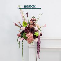 Dekorasi Pernikahan Grosir H553 Bunga Sutra Pink Hijau untuk Centerpiece, Bunga Lorong, Bunga Artifisial, Bola Bunga Mawar Real Touch