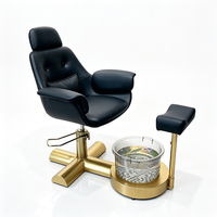 Nouveau design Fauteuil de pédicure et manucure de luxe moderne, pivotant et réglable, sans plomberie, avec base dorée, pour salon de beauté et soins des pieds