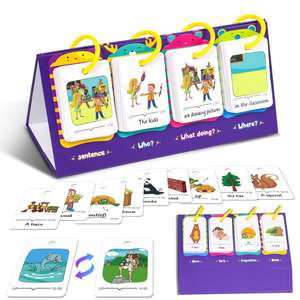 Cartes de construction de phrases visuelles pour enfants de la 1ère et 2ème année : Apprendre à lire, qui, quoi, où, thérapie orthophonique - Product Image 2