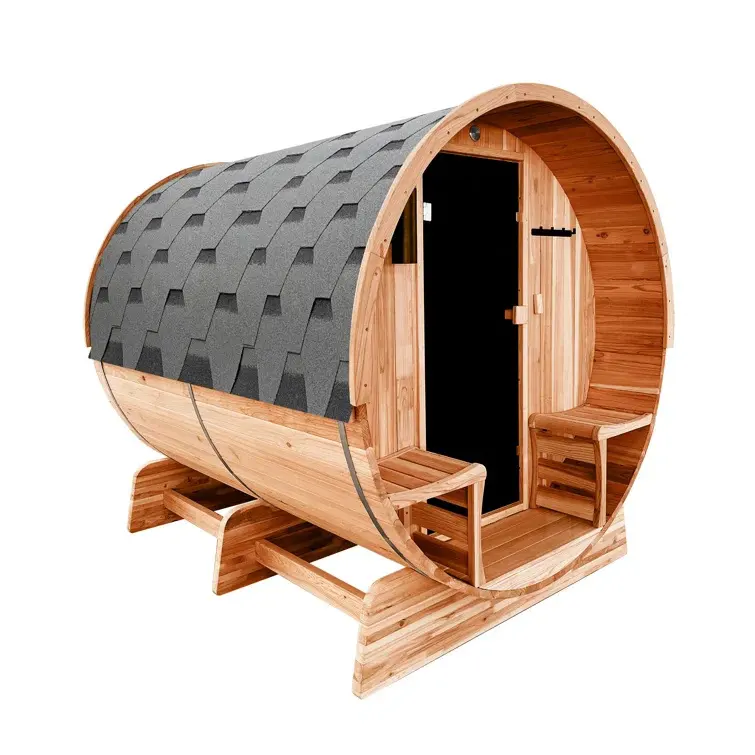 Hemlock 2 Person Outdoor Barrel Sauna Kamers Met Ver Infrarood Systeem Met Lage Prijs