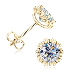 1 Fine Copper 14K Gold Plated Anti Tarnish Rabbit Arrow Bezel <b>Set</b> Round Cut 2CT VVS GRA Moissanite Jewelry Fashion <b>Stud</b> <b>Earrings</b> - Product Image 2