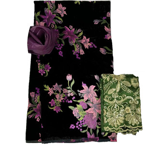 Beautifical vải ren Châu Phi 2024 New Arrival Nigeria bắt chước vải lụa + Net ren Phụ Nữ Headband 7.65 mét ml60t224 - Product Image 1