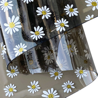 Vinyle Jelly Imprimé Marguerites Grande Taille de Haute Qualité, Rouleau de Film Plastique PVC Transparent de 0,8 mm à Motif Floral pour Projets DIY