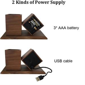 Horloge de bureau numérique en bois avec porte-stylo, commande vocale, LED, 3 réglages d'alarme, température, organisateur de bureau pour la décoration de la maison et du bureau - Product Image 5