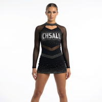 Uniformes de Animadoras Negros Brillantes Personalizados, Uniformes de Animadoras de Fantasía para Niñas, Ropa de Práctica de Animadoras