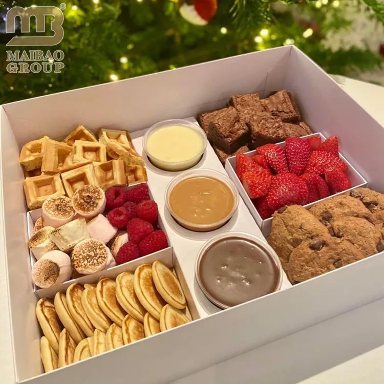 Caixa de embalagem personalizada para biscoitos e doces, caixa de prato ecológica com divisória para biscoitos e doces, atacado, caixa de embalagem para padaria