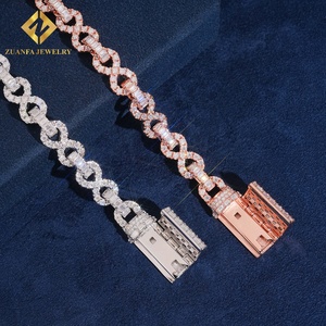 Pulsera de eslabones con diamantes de corte mixto en forma de 8 infinito, pavé completo, plata 925, joyería de moissanita, pulsera hip hop para hombre - Product Image 5