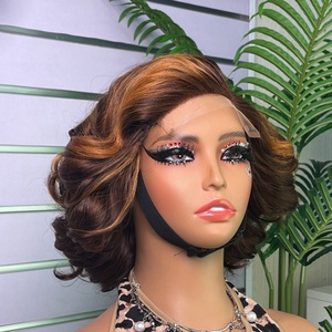 Wholesale Original Human Hair Highlight Piano Color <b>Black</b> Color 99j Color Loose Bouncy Wig 100% Human Hair 5*5 <b>Lace</b> Wig - Product Image 6