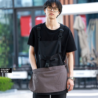 Gilet d'été sans manches, tablier de travail, salopette pour barista, serveur de salon de thé, cuisine, restaurant, avec impression spéciale anti-salissure