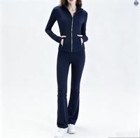 Ensemble de yoga musulman modeste pour femme, personnalisé, avec fermeture éclair intégrale, coupe ajustée, manches longues, pantalon évasé, vêtements de sport islamiques, fabricant