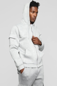 <span class=keywords><strong>Tuta</strong></span> da ginnastica di lusso in cotone grigio <span class=keywords><strong>con</strong></span> tasche laterali e Logo personalizzato - Product Image 6