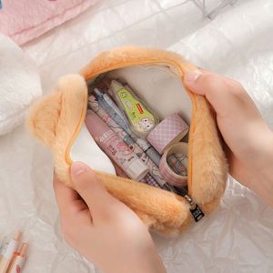 Pochette à crayons en peluche douce et mignonne pour enfants, motif animaux de dessin animé (chiot, chat, lapin) – Idéal comme cadeau - Product Image 4