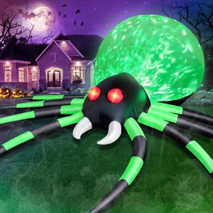 Grande araignée verte gonflable de 12 pieds pour Halloween, décoration extérieure, araignée géante gonflable avec lumières de flamme et yeux rouges lumineux - Product Image 1