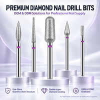 Forets à ongles en diamant de qualité supérieure YAQIN, 5 formes professionnelles, en acier inoxydable monobloc, personnalisation OEM ODM