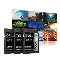 Carte SD Lexar 1667X 256G Carte mémoire professionnelle 64G 128G SDXC U3 Max 250m/s Plastique pour appareil photo numérique 4K
