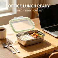 Boîte repas hermétique en acier inoxydable 304 de 850 ml pour micro-ondes, chauffage et conservation des repas, utilisation en cuisine, fourniture d'usine, boîte de rangement alimentaire