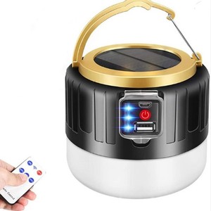 Lampe de camping solaire à LED portable, lumière d'urgence extérieure avec télécommande rechargeable par USB, durée de vie de 25 000 heures - Product Image 1