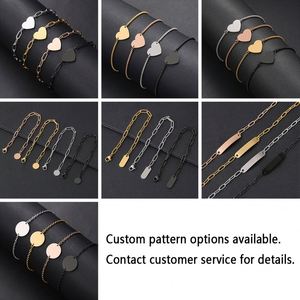 Wholesale Custom <b>Name</b> Heart Slice Stainless Steel Blank Square <b>Chain</b> Bracelets - Product Image 6