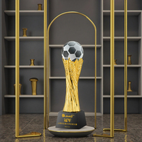 Coupe en verre cristal doré, trophée de football personnalisé, modèle d'ange en résine avec design imprimé UV, forme cube polie, souvenir ou cadeau