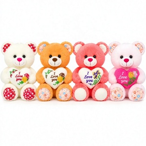 Orsacchiotto di <span class=keywords><strong>Peluche</strong></span> Personalizzato in 4 Colori con Cuore '<span class=keywords><strong>Ti</strong></span> <span class=keywords><strong>Amo</strong></span>' e Rosa, Regalo Romantico di San Valentino, Produzione OEM all'Ingrosso - Product Image 1