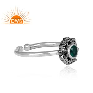 Precioso anillo de piedras preciosas de ónix verde hecho a mano Plata de Ley 925 anillo antiguo fabricante de joyas de plata colección clásica - Product Image 3