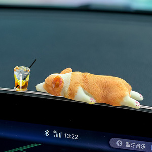 Ruijie - Adorno para Coche con Figura de Corgi Acostado, Figura de Resina de Dibujos Animados, Decoración de Interiores - Product Image 3