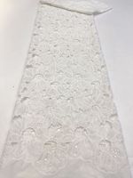 Tissu en dentelle soluble dans l'eau à motifs floraux larges, fil de soie, broderie fine et complète pour robe de mariée, robe de soirée, vêtements pour femmes