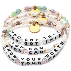 Pulseras <span class=keywords><strong>de</strong></span> Acero con Letras y Logotipo Personalizado, Hechas a Mano con Cristal y Perlas, Inspiradas en <span class=keywords><strong>la</strong></span> FE, SER <span class=keywords><strong>FELIZ</strong></span>, Pulsera <span class=keywords><strong>de</strong></span> Regalo para Mujeres y Niñas - Product Image 3