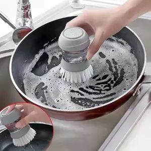 Multifunctional Kitchen Cleaning Tool Holder Rack Hand Press Manual Soap Dispenser Pot Dish Brush