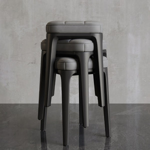 Sgabello impilabile in <span class=keywords><strong>plastica</strong></span> con seduta imbottita, sgabello quadrato trapuntato per <span class=keywords><strong>cucina</strong></span>, sala da pranzo, soggiorno - Product Image 1
