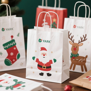 Custom Factory Christmas Kraft Gift <b>Bag</b> Printed Recyclable Kraft Paper <b>Bags</b> - Product Image 2