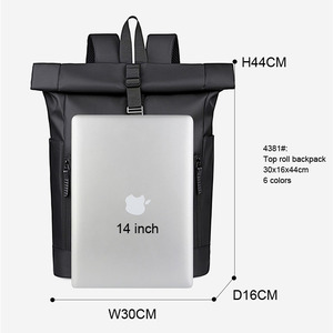 Mochila impermeable grande de 15.6 pulgadas para hombre, mochila enrollable para portátil, para exteriores, trabajo, viajes, de gran capacidad. - Product Image 4