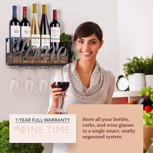 Винная стойка Oniya красного, белого цвета, цвета шампанского, настенный держатель для бутылок и бокалов с 6 подвесками из пробки для вина для украшения дома и кухни - Product Image 5