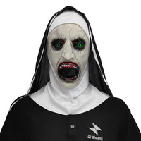 Masque en latex effrayant de nonne souriante pour Halloween, idéal pour les farces et maquillages effrayants, parfait pour le bricolage.