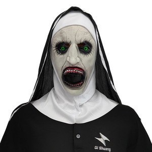 Masque en latex effrayant de nonne souriante pour Halloween, idéal pour les farces et maquillages effrayants, parfait pour le bricolage. - Product Image 1