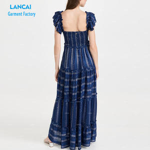 ชุดเดรสผ้าฝ้ายเนื้อหนาใส่สบาย แขนระบายแบบลำลอง ดีไซน์หรูหรา ไม่มีซับใน  สำหรับผู้หญิง - Product Image 4