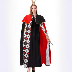 Disfraces <span class=keywords><strong>de</strong></span> Halloween <span class=keywords><strong>de</strong></span> <span class=keywords><strong>Reina</strong></span> del Póker, Capa Roja y Negra para Mujer - Product Image 1