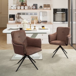Modern 360 Swivel Home Office <b>Desk</b> Chairs Set of 2 Dining Chairs with Arm Upholstered Bedroom Chairs Metal Base Eco-Friendly - Product Image 4