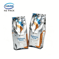 Sachet de café à fond plat imprimé sur mesure 100g 250g 500g 1kg 2kg avec valve unidirectionnelle, fermeture éclair, feuille d'aluminium de qualité alimentaire, haute barrière