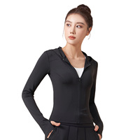 Veste de sport de plein air grande taille pour femme Cardigan mince à séchage rapide avec capuche et fermeture éclair haut à manches longues pour le cyclisme de fitness