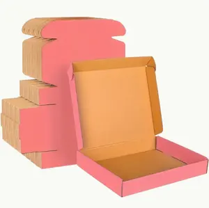 Caixas cor-de-rosa de papelão ondulado para embalagens comerciais, várias especificações disponíveis, caixas para envio por correspondência