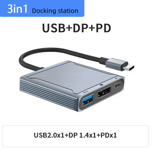 Nuevo aluminio 3 en 1 <span class=keywords><strong>USB</strong></span> <span class=keywords><strong>C</strong></span> a <span class=keywords><strong>Displayport</strong></span> Hub <span class=keywords><strong>USB</strong></span> 3,0 DP 1,4 8K 60Hz 4K 144Hz <span class=keywords><strong>USB</strong></span> <span class=keywords><strong>C</strong></span> Hub para estación de acoplamiento <span class=keywords><strong>Macbook</strong></span> - Product Image 2