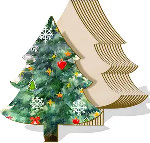 20.32x25.40 cm עץ לא גמור עץ קישוט ריק חג המולד עץ קרפט DIY חג המולד המפלגה קישוט