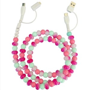 Cable de Carga Rápida para Teléfono con Diseño de Flores Rosadas y Cuentas, Accesorio Boutique, Nuevos Productos 2026 - Product Image 1
