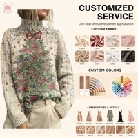 Pull col roulé imprimé sapin de Noël tendance pour femme, nouvelle collection automne-hiver, haut décontracté pour les fêtes, vente chaude